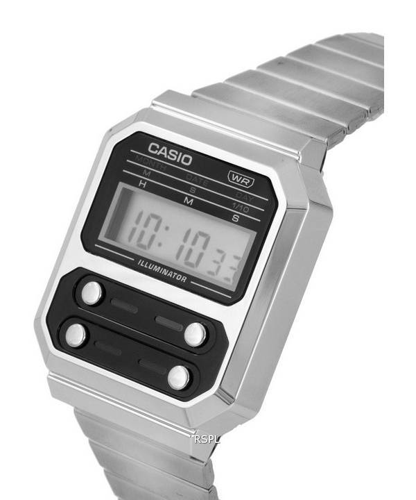 Casio Vintage Digital Stainless Steel A100WE-1A A100WE-1 Mens Watch