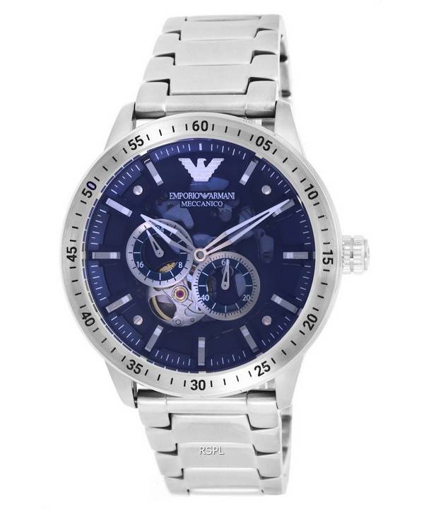 Emporio Armani Stainless Steel Blue Open Heart Dial Automatic AR60052 Mens Watch