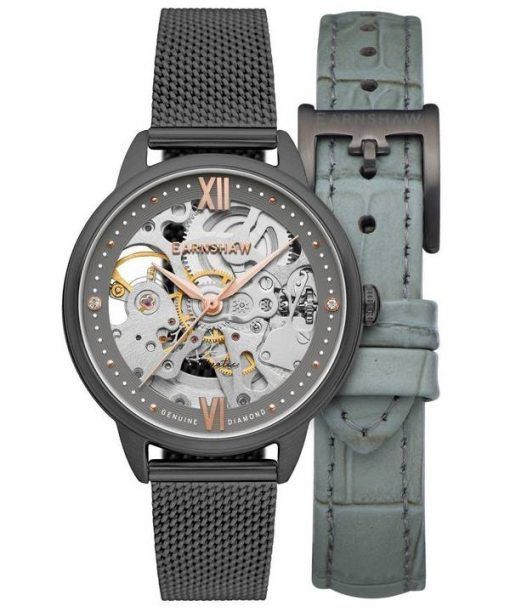 Thomas Earnshaw Anning Diamond Accents Skeleton Dial Automatic ES-8154-07 Womens Watch With Strap Set