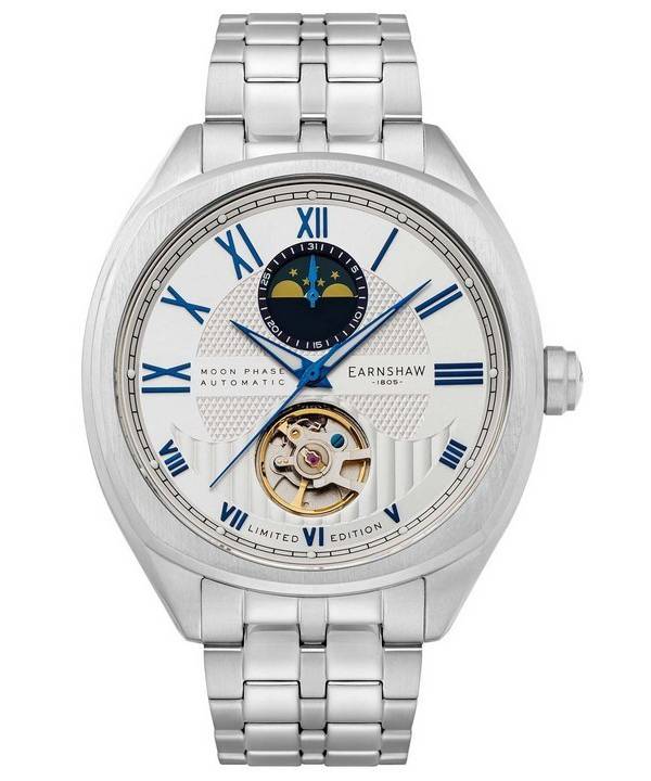 Thomas Earnshaw Peel Limited Edition Moon Phase Silver Sky Open Heart Dial Automatic ES-8206-44 Mens Watch