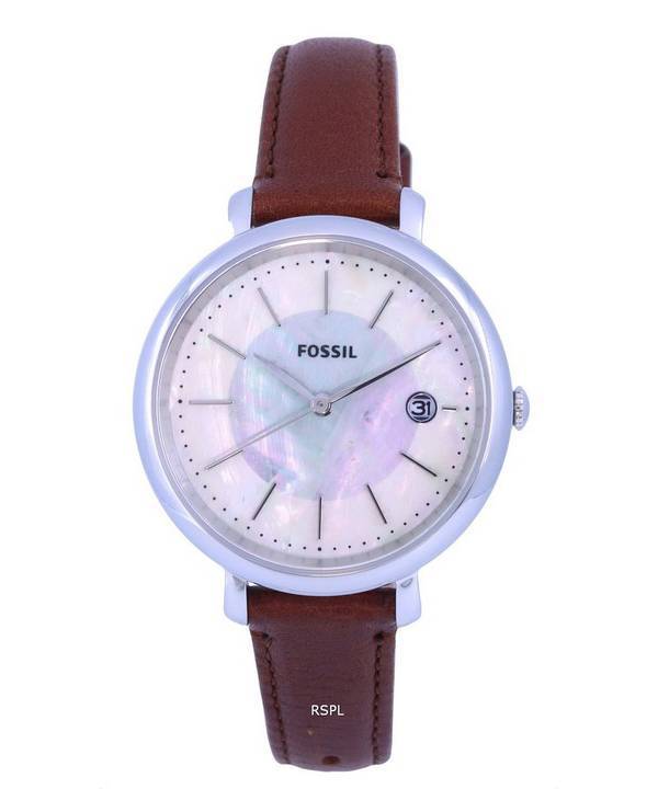 Fossil Jacqueline Leather White Mother Of Pearl Dial Solar ES5090 Womens Watch
