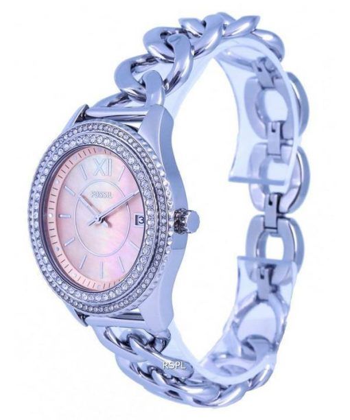 Fossil Stella Crystal Accents Rose Gold Mother Of Pearl Dial Quartz ES5134 Womens Watch