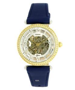 Fossil Lyric Crystal Accents Leather Skeleton Dial Automatic ME3199 Womens Watch