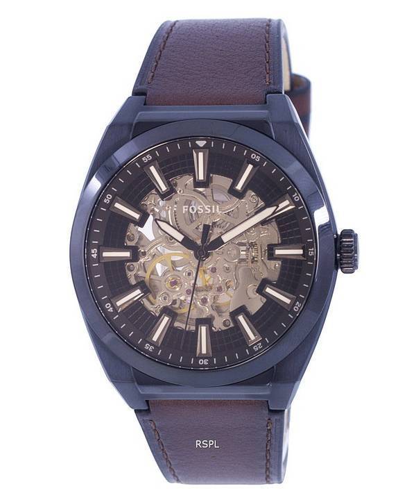 Fossil Everett Skeleton Stainless Steel Brown Dial Automatic ME3207 Mens Watch