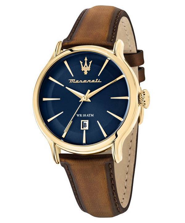 Maserati Epoca Blue Sunray Dial Leather Quartz R8851118014 100M Mens Watch