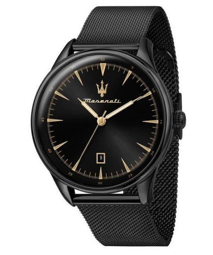 Maserati Tradizione Black Sunray Dial Quartz R8853146001 100M Mens Watch