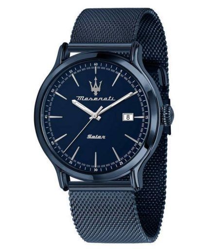 Maserati Stainless Steel Mesh Blue Dial Solar R8853149001 100M Mens Watch