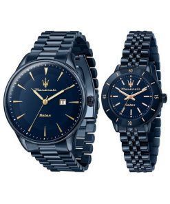 Maserati PVD Blue Stainless Steel Blue Dial Solar R8853149002 Couple Watch
