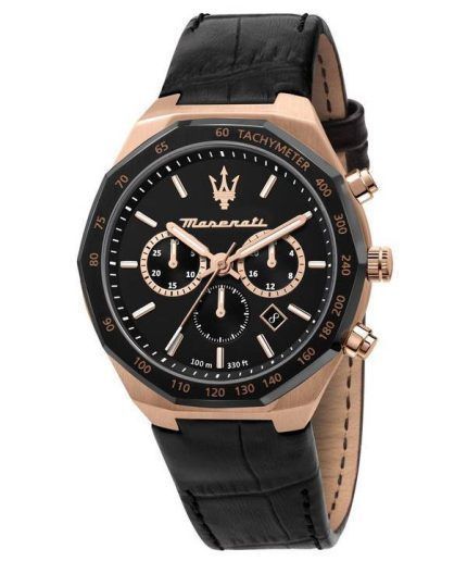 Maserati Stile Chronograph Black Matt Dial Quartz R8871642001 100M Mens Watch