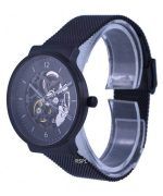 Skagen Ancher Skeleton Stainless Steel Mesh Black Dial Automatic SKW6784 Mens Watch
