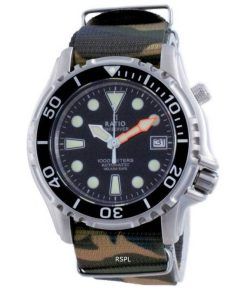 Ratio Free Diver Helium Safe Nylon Automatic Diver's 1066KE20-33VA-BLK-var-NATO5 1000M Men's Watch