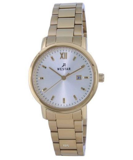 Westar Silver Dial Gold Tone Stainless Steel Quartz 40245GPN102 Women's Watch