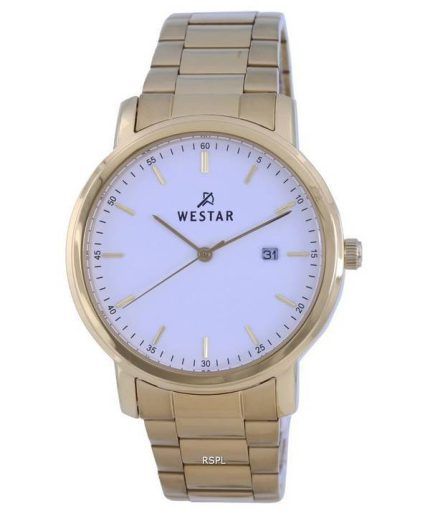 Westar White Dial Gold Tone Stainless Steel Quartz 50243GPN101 Men's Watch