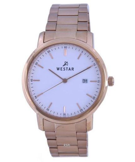 Westar White Dial Rose Gold Tone Stainless Steel Quartz 50243PPN601 Men's Watch