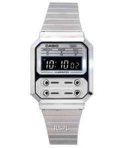 Casio Vintage Digital Stainless Steel Quartz A100WE-7B A100WE-7B Unisex Watch