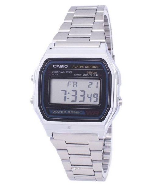 Casio Digital Stainless Steel Daily Alarm A158WA-1DF A158WA-1 Mens Watch