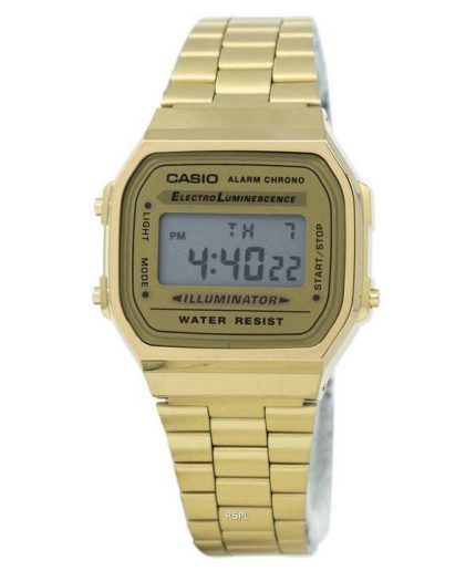 Casio Digital Alarm Chrono Stainless Steel A168WG-9WDF A168WG-9W Unisex Watch