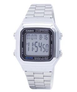 Casio Digital Stainless Steel Alarm Chrono Dual Time A178WA-1ADF A178WA-1A Mens Watch