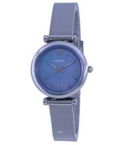 Fossil Carlie Mini Blue Mother Of Pearl Dial Stainless Steel Quartz ES5083 Women's Watch