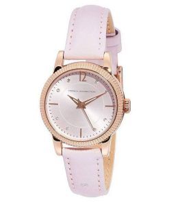French Connection Crystal Accents Leather Strap Quartz FCS1006P Women's Watch