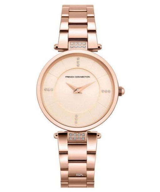 French Connection Crystal Accents Rose Gold Tone Dial Quartz FCS1015RGM Women's Watch