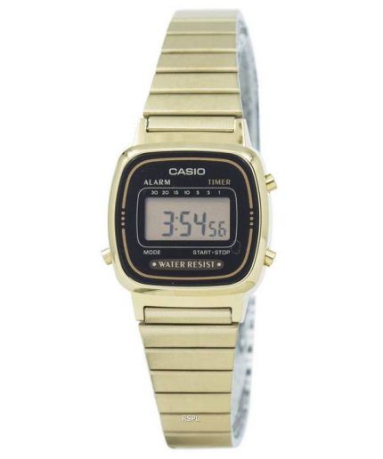 Casio Digital Stainless Steel Alarm Timer LA670WGA-1DF LA670WGA-1 Womens Watch