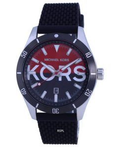 Michael Kors Layton Black/Red Dial Silicon Strap Quartz MK8892 Men's Watch