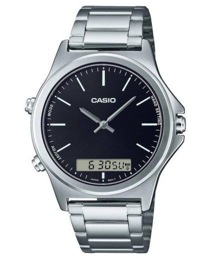 Casio Analog Digital Black Dial Stainless Steel MTP-VC01D-1E MTPVC01D-1 Men's Watch