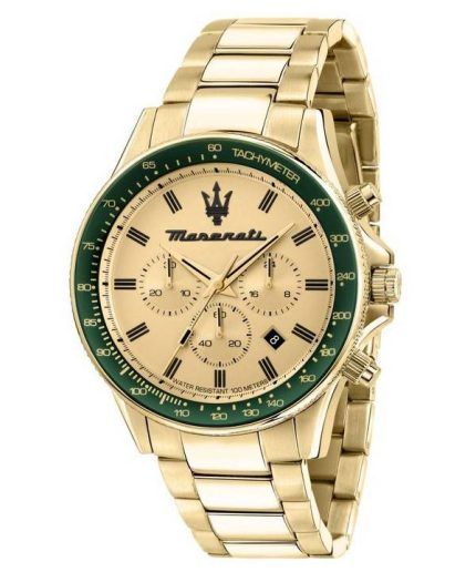 Maserati Sfida Chronograph Gold Tone Dial Quartz R8873640005 100M Men's Watch