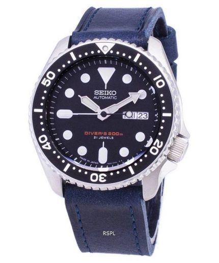 Seiko Automatic SKX007J1-LS13 Diver's 200M Japan Made Blue Leather Strap Men's Watch