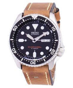 Seiko Automatic SKX007J1-LS17 Diver's 200M Japan Made Brown Leather Strap Men's Watch