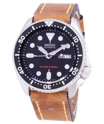 Seiko Automatic SKX007K1-LS17 Diver's 200M Brown Leather Strap Men's Watch