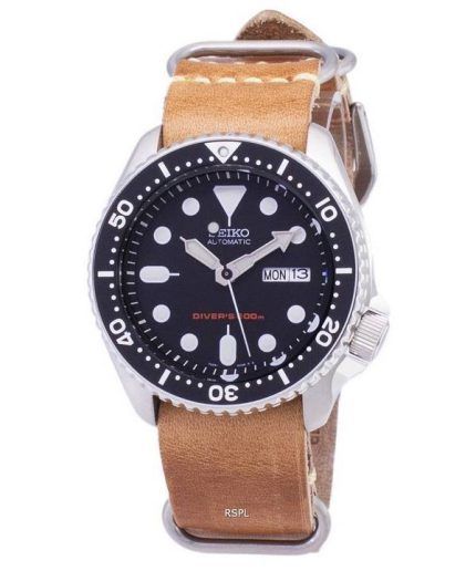 Seiko Automatic SKX007K1-LS18 Diver's 200M Brown Leather Strap Men's Watch