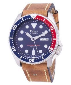 Seiko Automatic SKX009J1-LS17 Diver's 200M Japan Made Brown Leather Strap Men's Watch