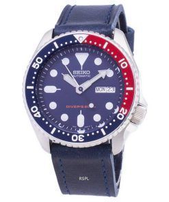 Seiko Automatic SKX009K1-LS13 Diver's 200M Dark Blue Leather Strap Men's Watch