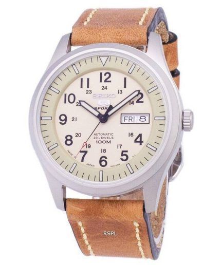 Seiko 5 Sports SNZG07J1-LS17 Military Japan Made Brown Leather Strap Men's Watch