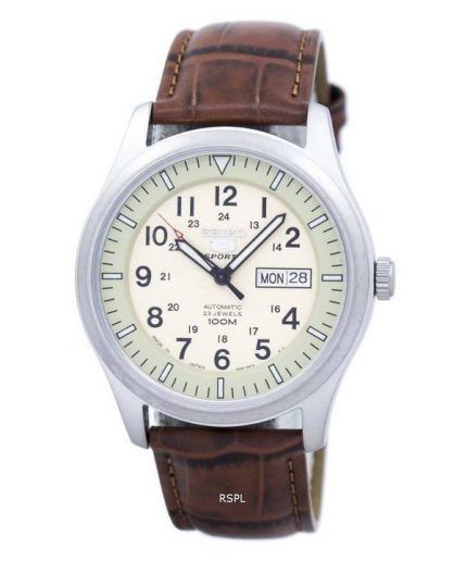 Seiko 5 Sports Military Automatic Japan Made Ratio Brown Leather SNZG07J1-LS7 Men's Watch