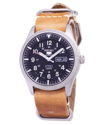 Seiko 5 Sports SNZG15J1-LS18 Automatic Japan Made Brown Leather Strap Men's Watch