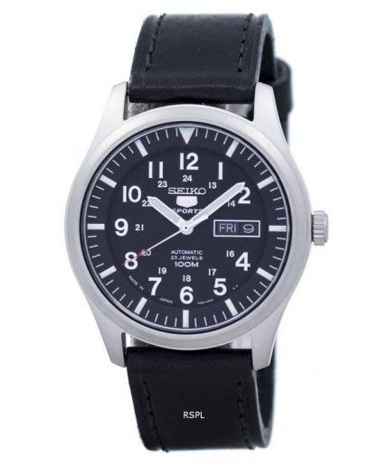 Seiko 5 Sports Automatic Japan Made Ratio Black Leather SNZG15J1-LS8 Men's Watch