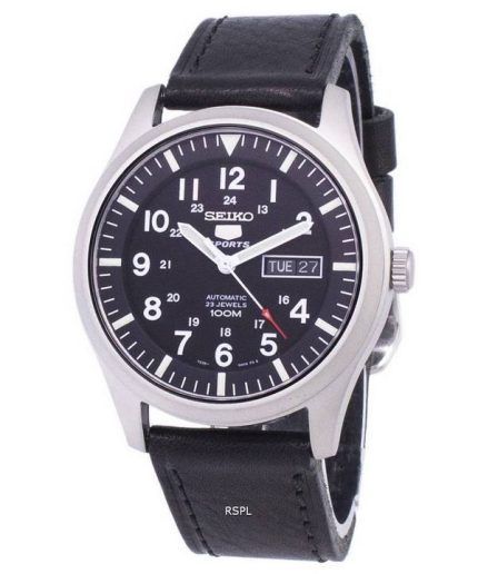 Seiko 5 Sports Automatic Ratio Black Leather SNZG15K1-LS8 Men's Watch