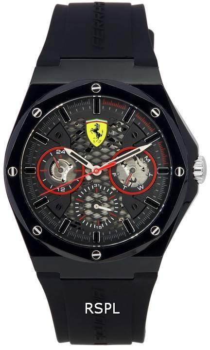 Scuderia Ferrari Aspire Rubber Strap Black Dial Quartz 0830785 Men's Watch