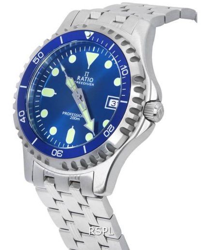 Ratio FreeDiver Professional Sapphire Blue Sunray Dial Quartz RTF007 200M Men's Watch
