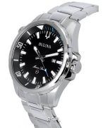 Bulova Marine Star Stainless Steel Bracelet Black Sunray Dial Quartz 96B382 100M Men's Watch