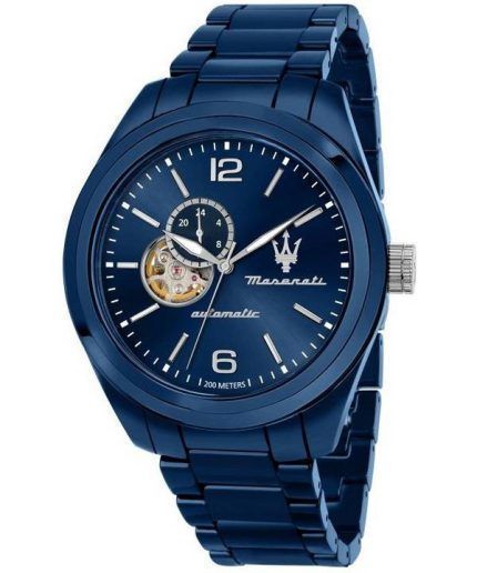 Maserati Traguardo Ceramic Open Heart Blue Dial Automatic Diver's R8823150002 200M Men's Watch