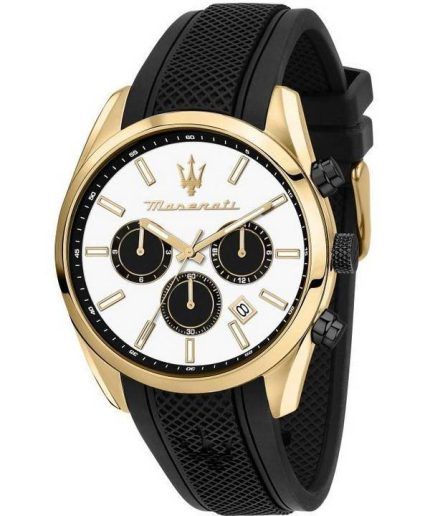 Maserati Attrazione Chronograph Silicone Strap White Dial Quartz R8851151001 Men's Watch