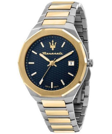 Maserati Stile Two Tone Stainless Steel Blue Dial Quartz R8853142007 100M Men's Watch