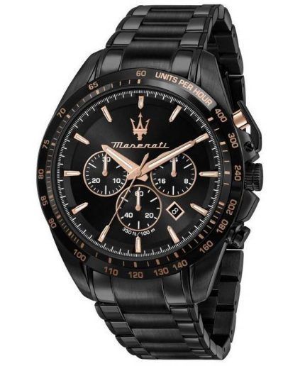 Maserati Traguardo Chronograph Stainless Steel Black Dial Quartz R8873612048 100M Men's Watch