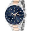 Maserati Sfida Chronograph Two Tone Stainless Steel Blue Dial Quartz R8873640012 100M Men's Watch