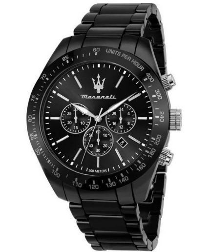Maserati Traguardo Chronograph Stainless Steel Black Dial Diver's Quartz R8873650001 200M Men's Watch