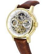 Ingersoll The Jazz Moon Phase Leather Strap Skeleton Gold Dial Automatic I07704 Mens Watch